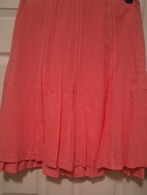 Garnet Hill Coral A-Line Skirt with Stitch Detail Size 4